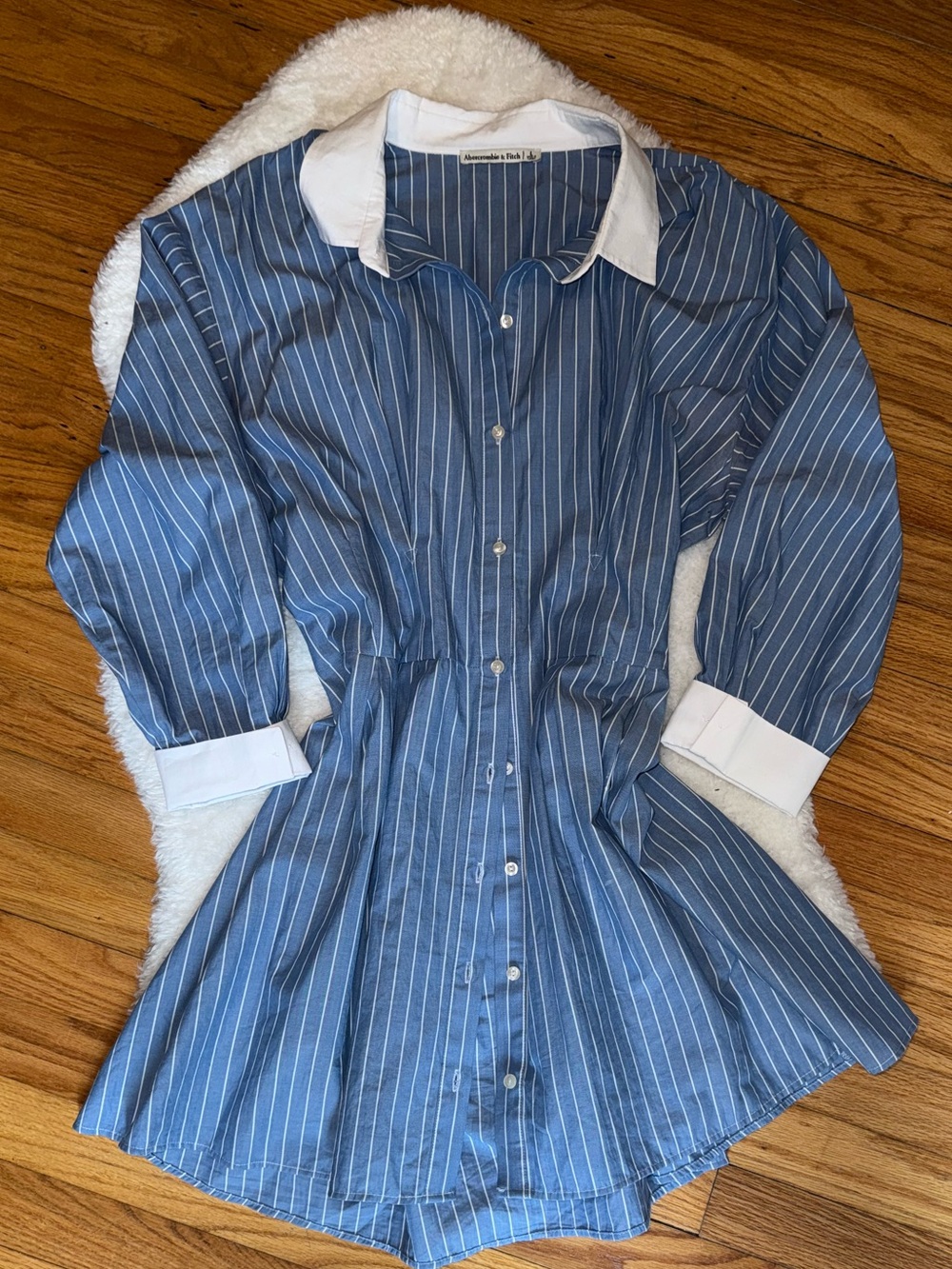 Abercrombie & Fitch Blue and White Pinstripe Shirt Dress